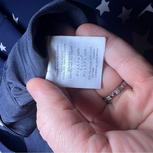 J.Crew Women's Navy Blue w/ White Stars Pleated Skirt A line Size 2 Zipper - Picture 8 of 9